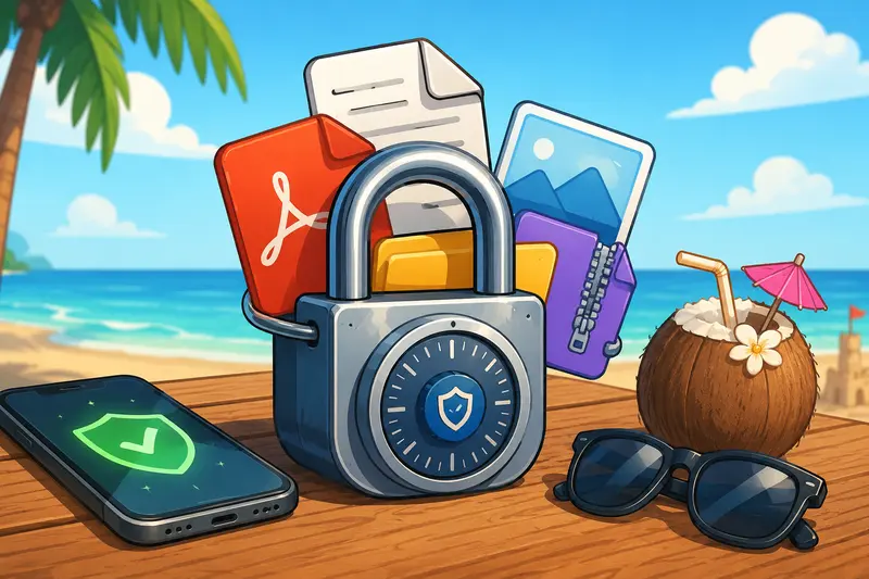 Conceptual illustration showing encrypt files online workflow on Android with secure document transfer and protected cloud sharing