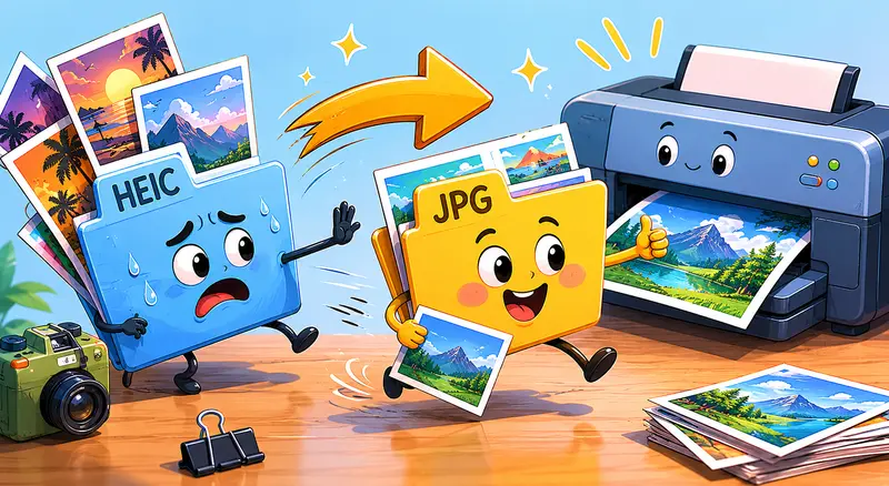 HEIC to JPG converter workflow for small business print preparation