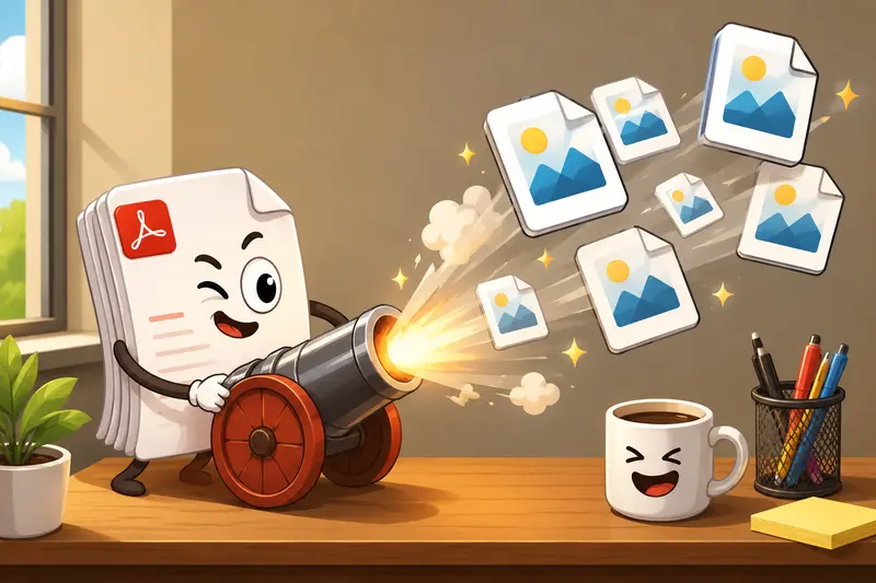 Conceptual illustration of turn PDF into JPG workflow for marketing assets