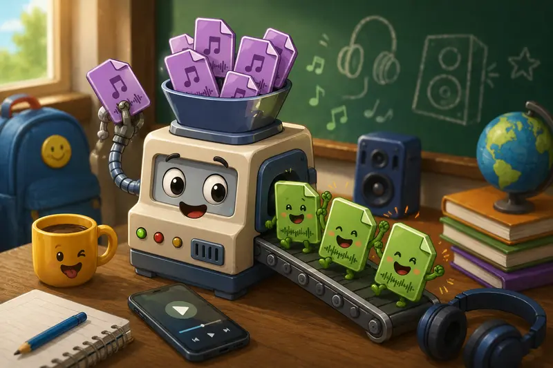 Teacher converting AAC lecture recordings into MP3 for Android compatibility