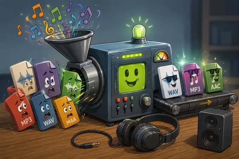 Cloud-based workflow used to convert audio files alongside media assets