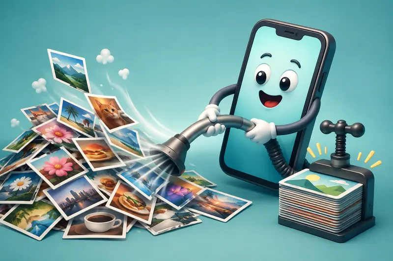 Bulk Image Compression workflow on mobile for designers
