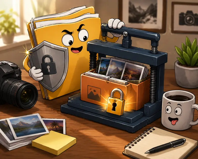 Large photo archive being securely transferred after password protection