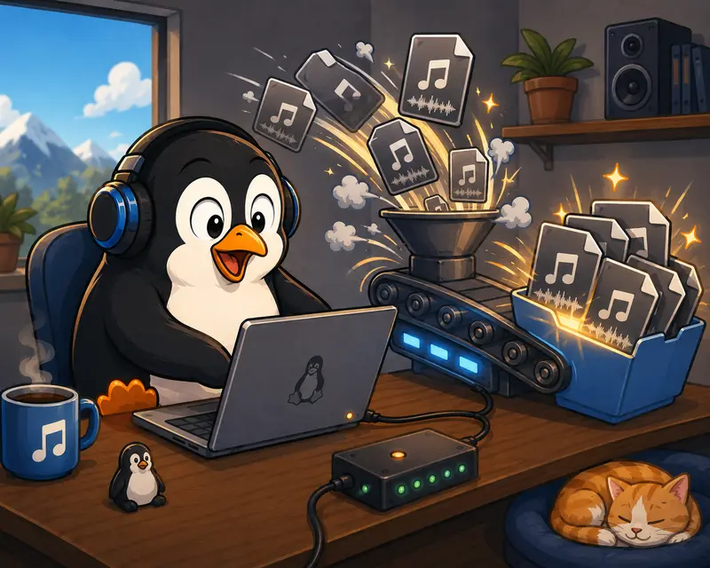 Conceptual image of marketers organizing converted WAV audio files for editing and mobile publishing