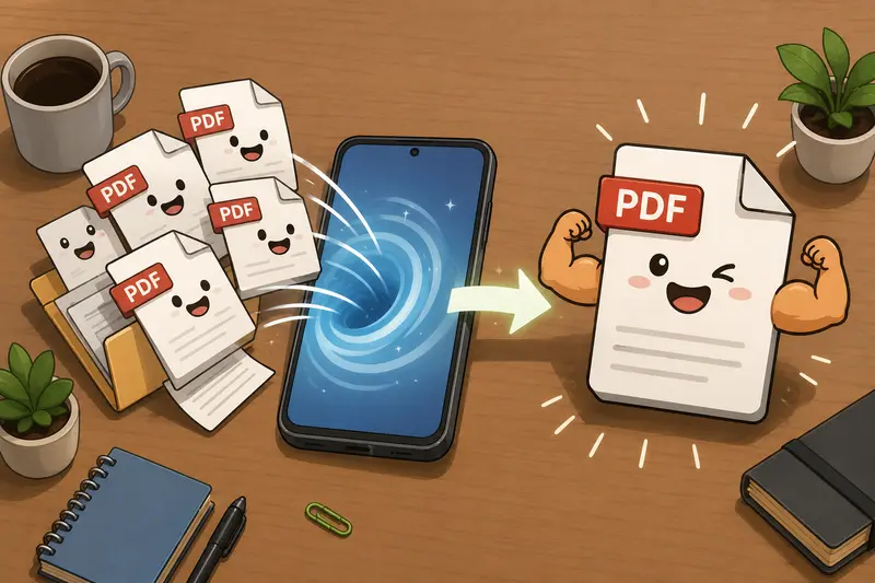Android workflow for merge PDF files from cloud storage and scanned documents