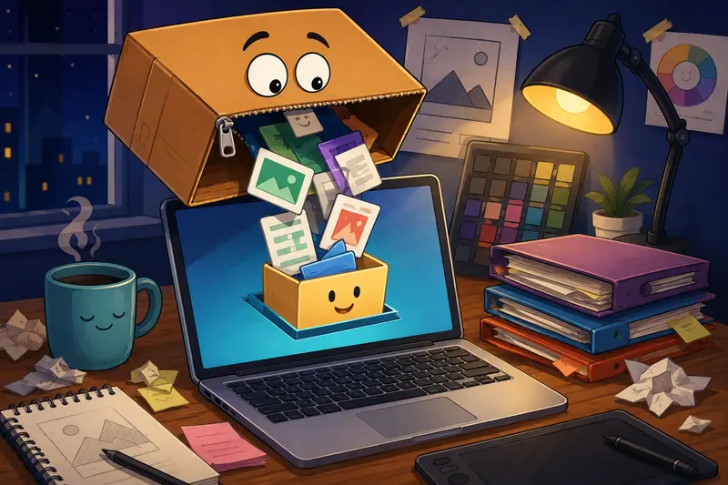 Designer workflow using archive extractor online for compressed project files