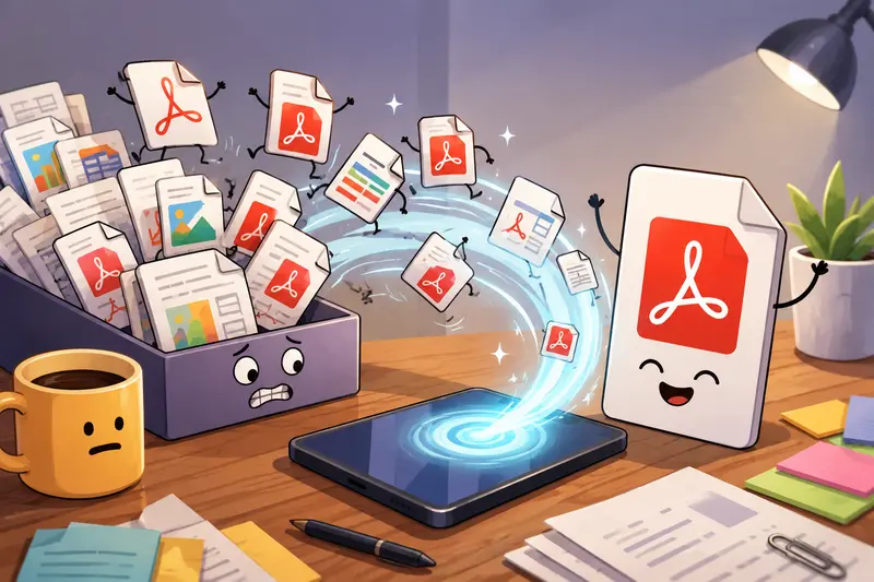 Marketer organizing multiple campaign PDFs into a single merged document on Android