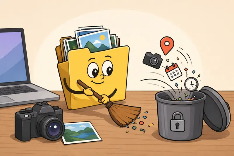 Marketer removing metadata from images before sharing campaign files