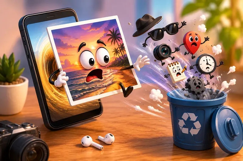 Privacy-safe image cleanup concept showing image files being sanitized before online sharing