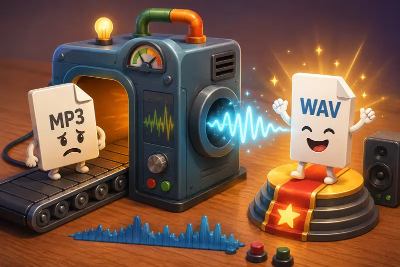 Audio conversion workflow from mobile recordings to WAV production files