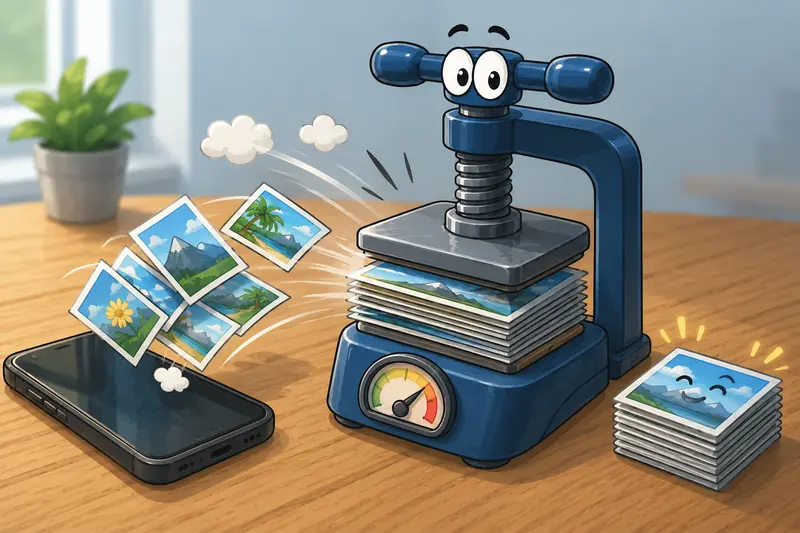 Compressed JPG and PNG files being transferred from Android storage to optimized web-ready folders