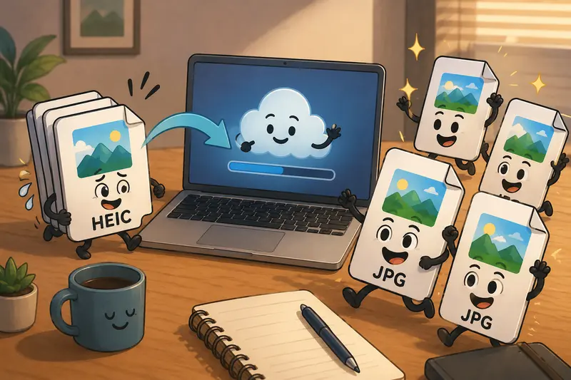 Secure HEIC to JPG converter workflow with temporary file handling and privacy protection