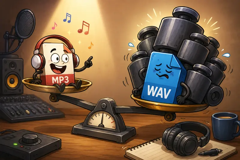 Audio conversion workflow from compressed MP3 files to high quality WAV output