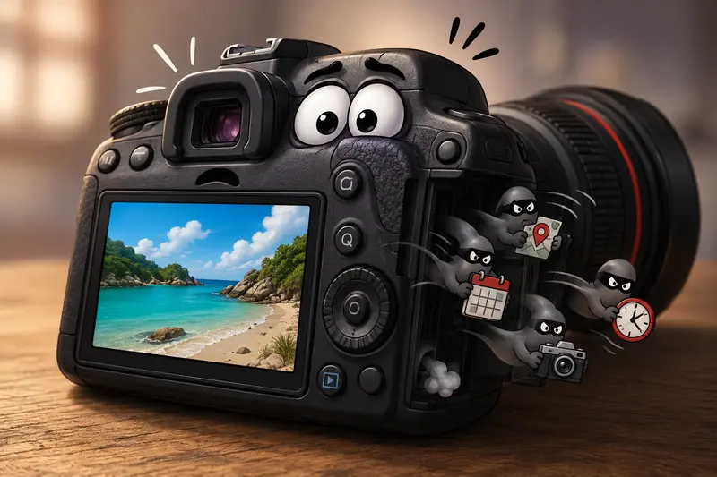 Photographer preparing images while stripping EXIF data before social sharing