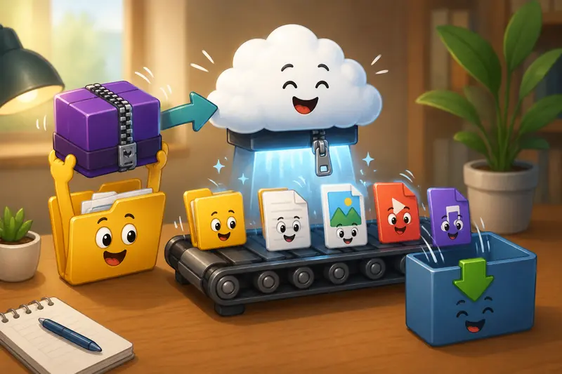 Temporary cloud processing concept for securely opening RAR files online