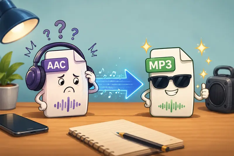 AAC to MP3 converter workflow with mobile audio sharing