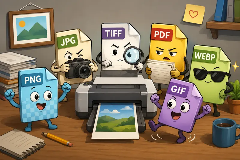 Freelancer organizing multiple converted image formats for print production