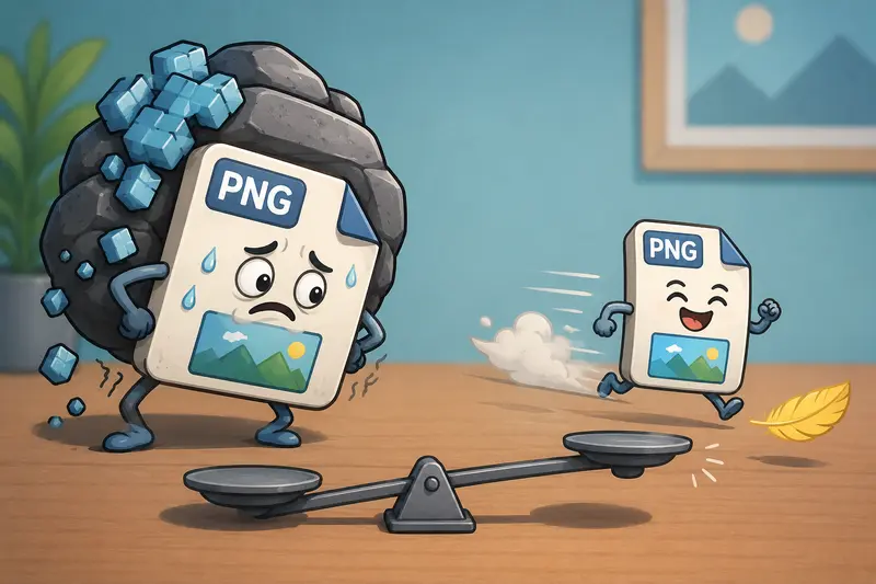 Compressed PNG files moving through a mobile sharing workflow