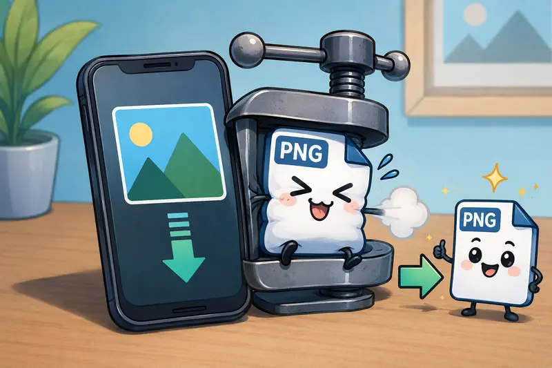 Mobile workflow for compress PNG files before sharing