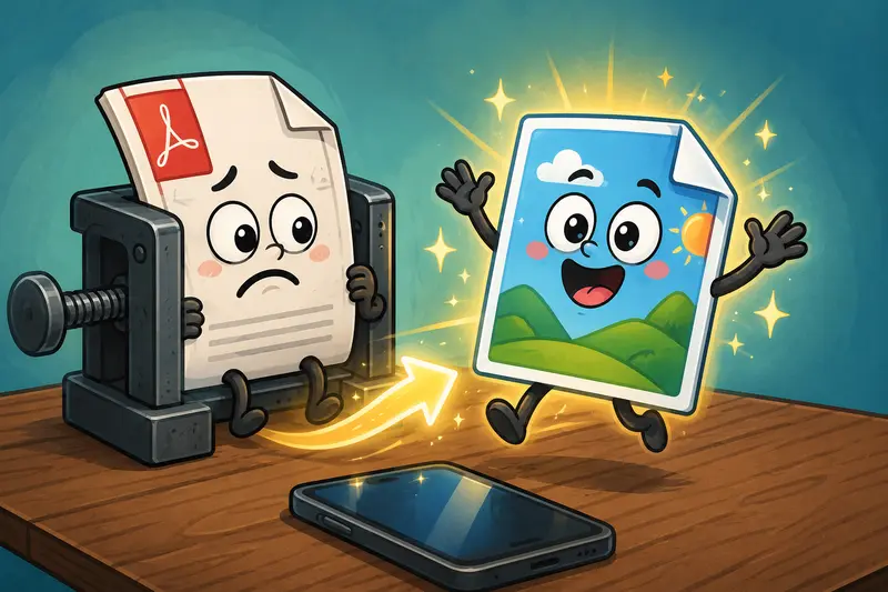 PDF pages transforming into PNG image files on a mobile workflow