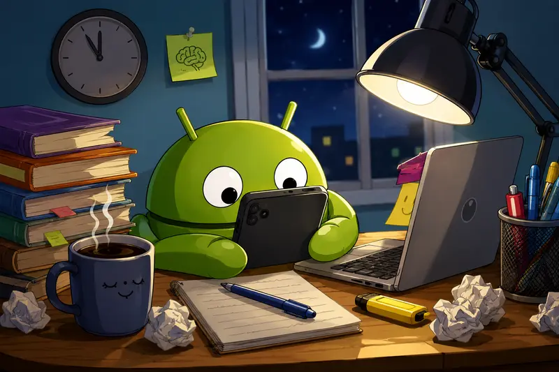 Student using Android phone to change image format online before submitting coursework
