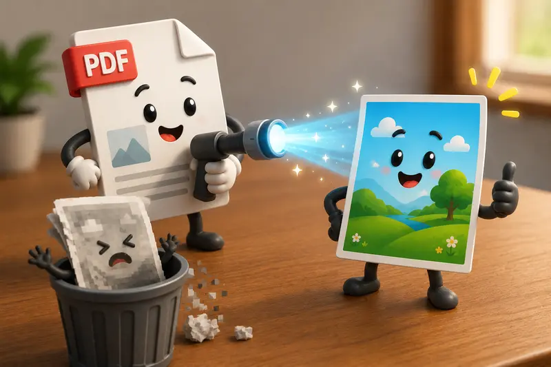 Conceptual digital document workflow showing convert PDF pages online across devices