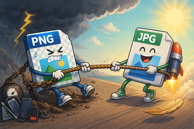 PNG versus JPG file size comparison for mobile uploads
