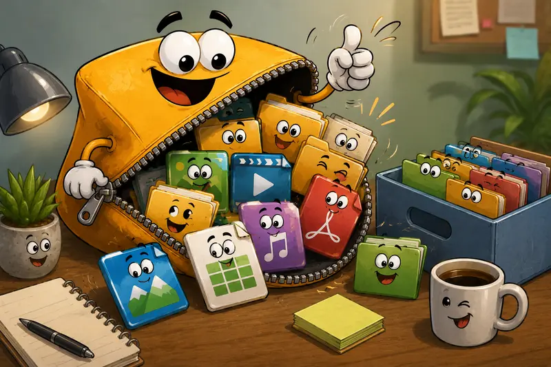 Extract ZIP files workflow with organized social media content preparation