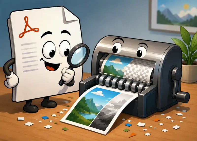 Converted JPG image pages laid out beside original photography PDF files