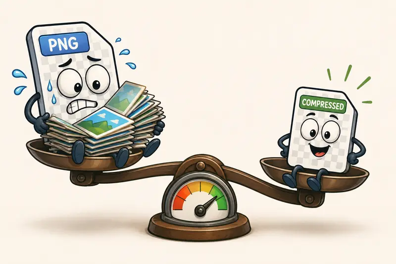 Conceptual illustration of compress PNG files while preserving image clarity