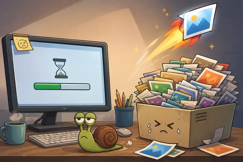 Design workflow showing compress images online process for creative projects