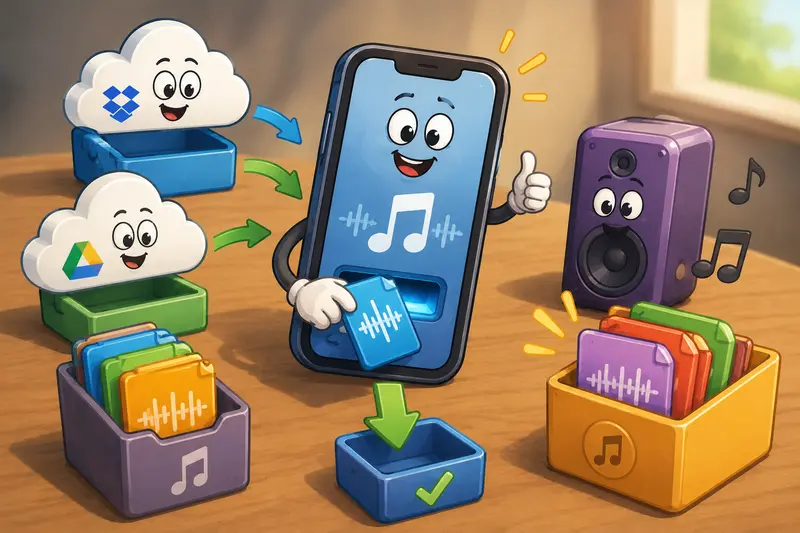 Audio files organized for batch audio conversion across multiple mobile-friendly formats