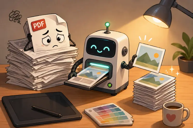 Designer converting PDF to JPG files during a creative workflow