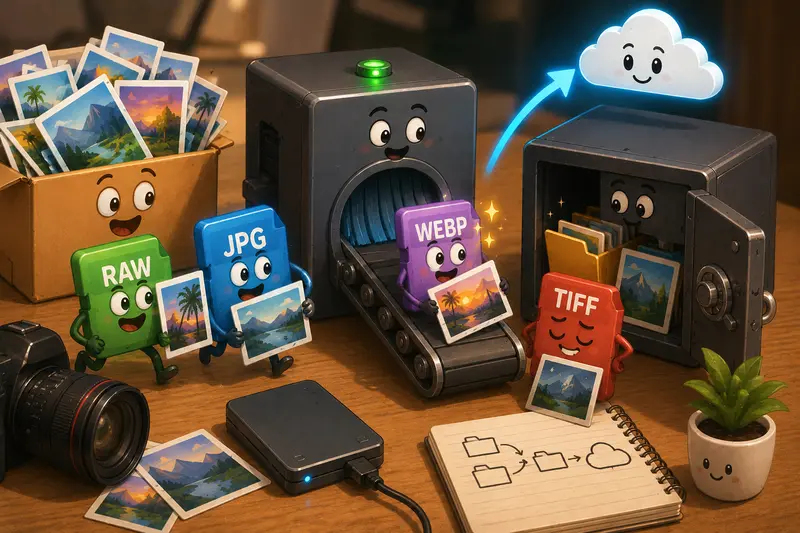 Secure image backup and conversion process for photographers