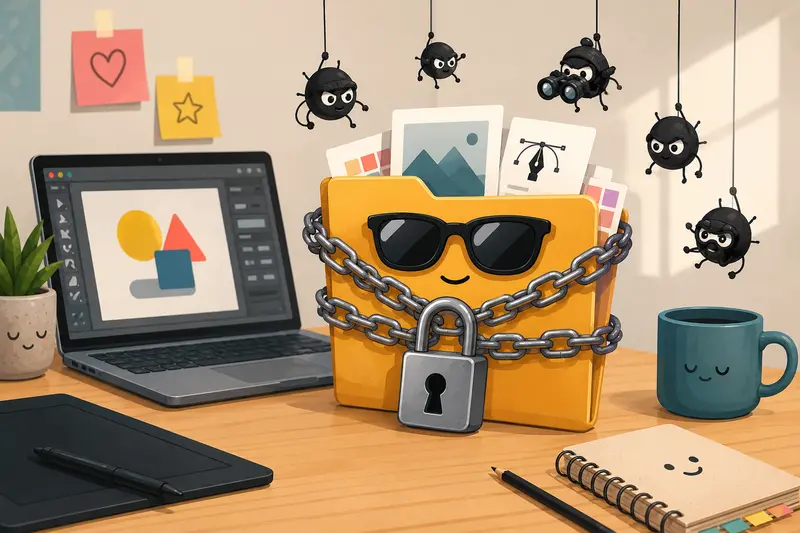 Designer workflow showing protect files with password before client delivery