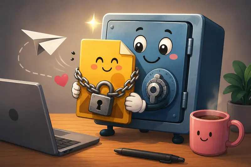 Encrypted creative files moving through a temporary privacy-focused processing workflow
