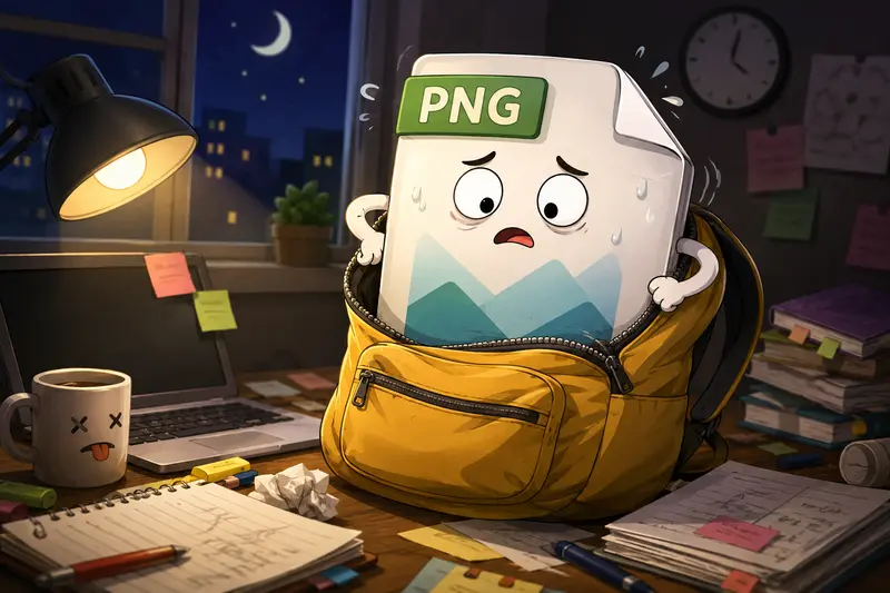 Student workflow using compress PNG files for assignments and online submissions