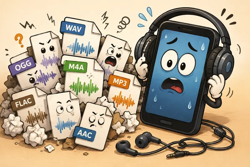 Converting multiple business audio formats online from an Android device