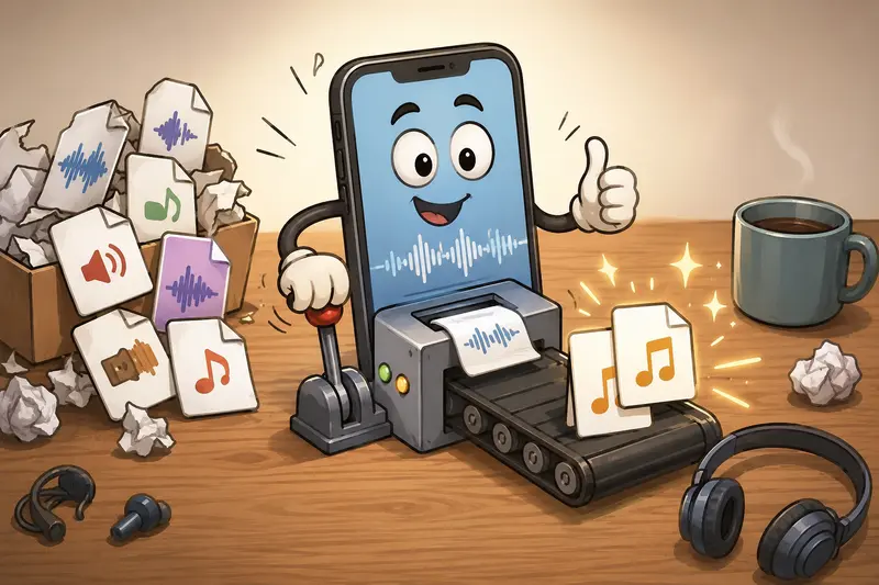 Android workflow using an audio format converter online for business audio files