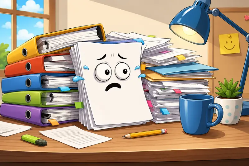 Teacher organizing multiple documents before using combine PDF files online workflow