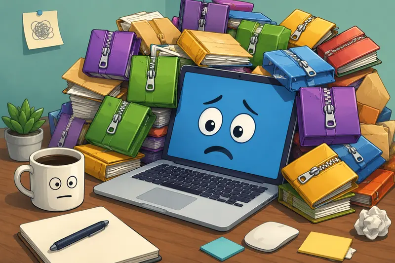 Freelancer using an archive extractor online to organize compressed project files on a Mac