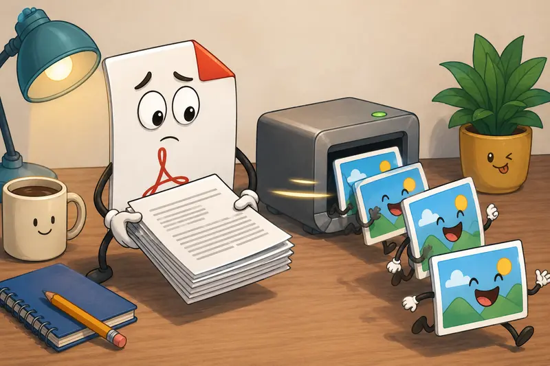 Mobile workflow for save PDF pages as images from multi-page documents