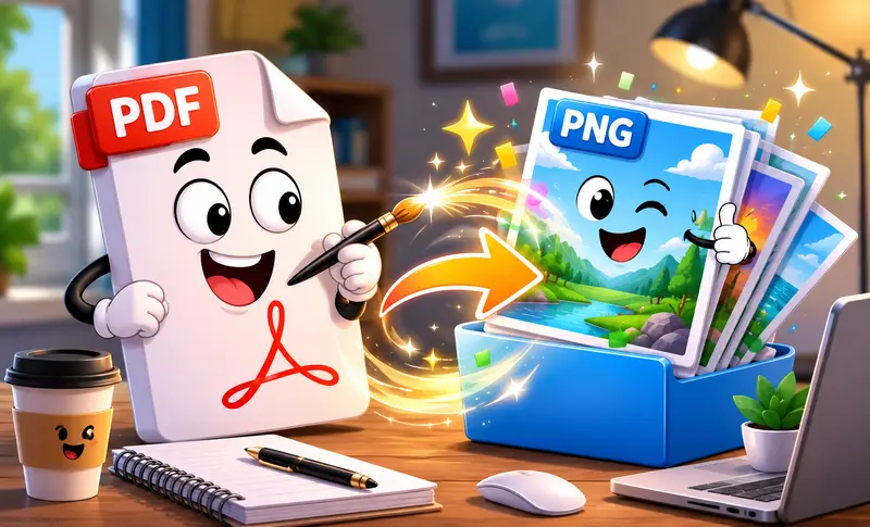 Multi-page document transformed into separate PNG images