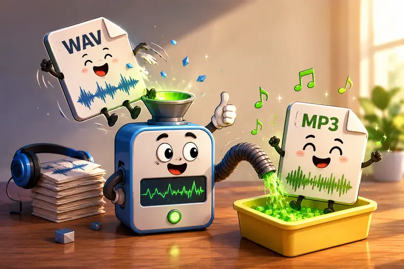 Comparison of audio quality and file size during WAV to MP3 conversion