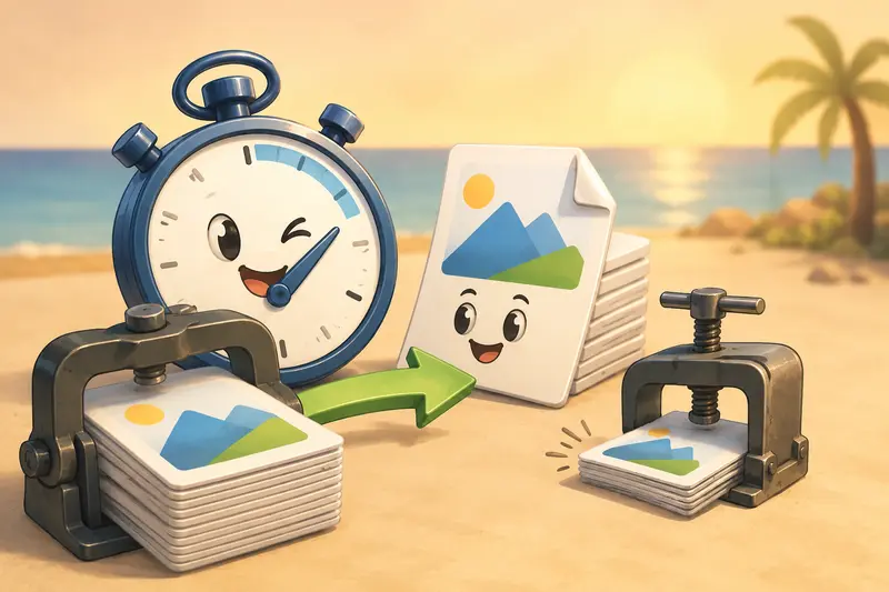 Conceptual image showing compress PNG files process from large to optimized files