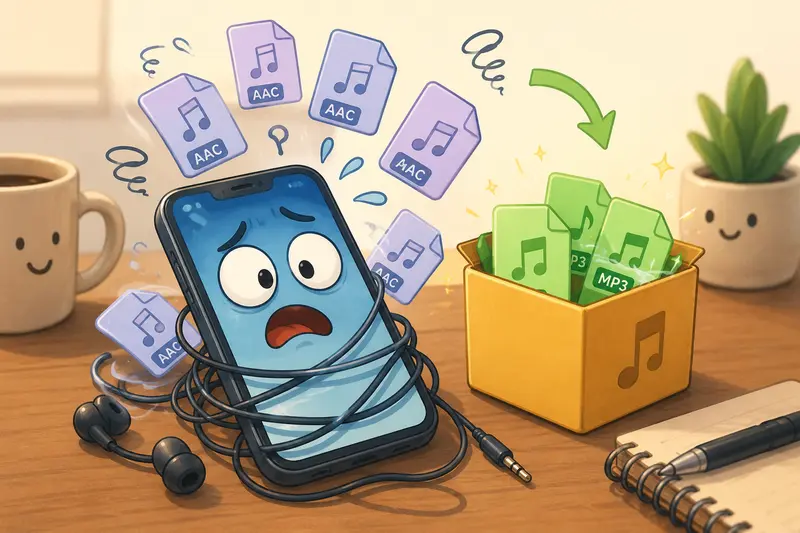 AAC to MP3 converter workflow on Android device