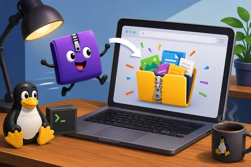 Freelancer using a browser workflow to unzip files online from cloud storage