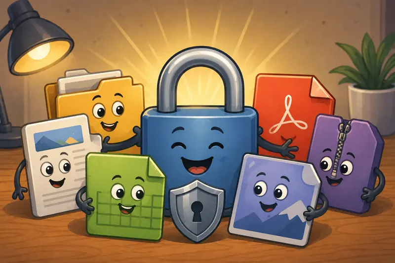 Encrypted file preparation process from source document to protected delivery