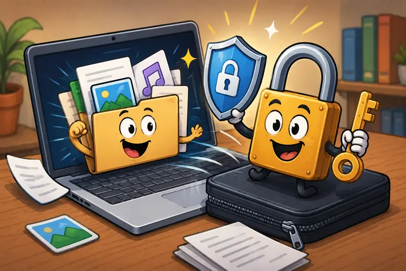 Secure file transfer process showing protected educational documents