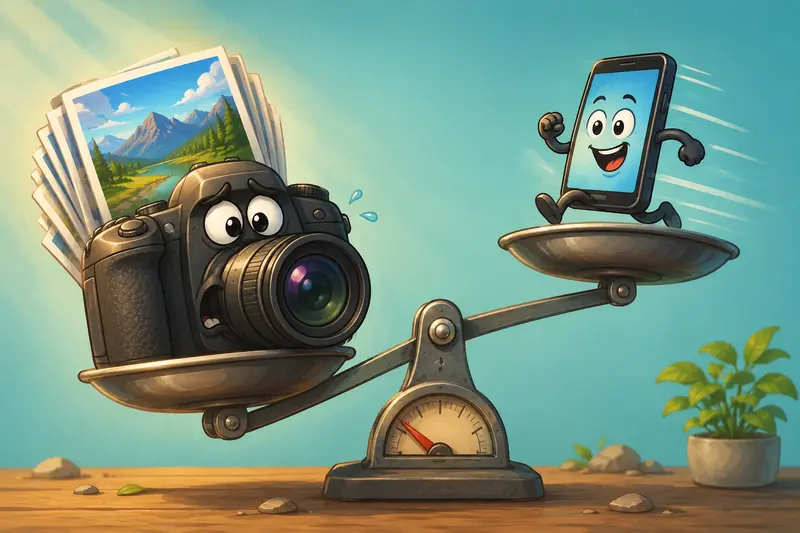 Comparison between large image files and optimized compressed images